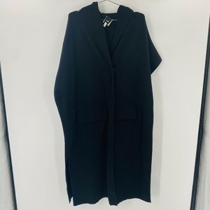 Elk Fine Knit Hood Poncho in Black Size Small